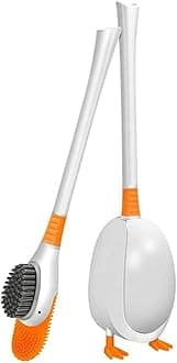 HASTHIP® Diving Duck Bathroom Toilet Brush Set, Silicone Scrubbers Brush Head Toilet Cleaning Scrubber, Wall Bathroom Accessories Compact Size for Storage and Organization