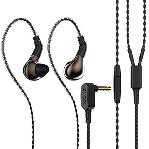 BLON BL-03 BL03 Dynamic Driver HiFi DJ Running in Ear Earphone with Detachable 2PIN Cable (Mic, Black)