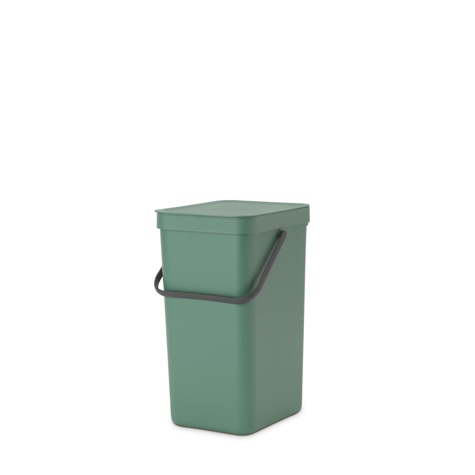 Brabantia Sort & Go Kitchen Recycling Bin | S / 4.2 Gal / 16L | Fir Green | Removable Stay-Open Lid, Carry Handle | Trash Can for Bottles, Cans, Paper, Glass | Wall-Mounting Bracket Included