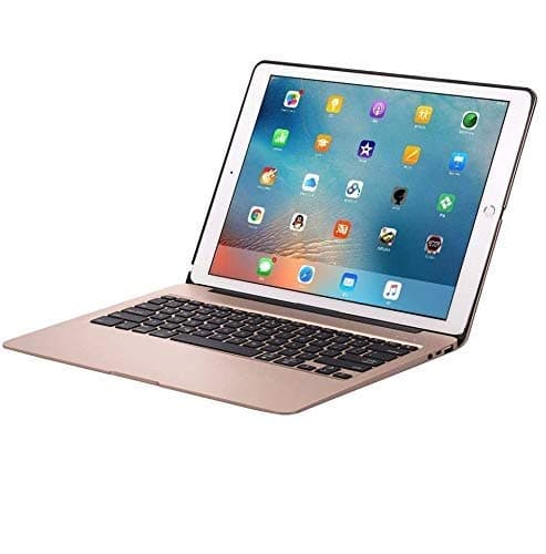 XFUNY iPad Keyboard Case for iPad Pro 12.9 Wireless Bluetooth 7 Colors LED Backlit iPad Keyboard with Aluminium Alloy Protective Case Cover Support Auto Wake/Sleep for iPad Pro 12.9 (Gold)