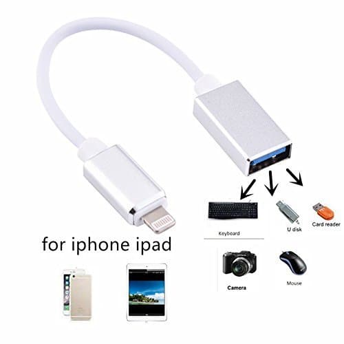 Lightning to USB Adapter,Lightning to USB Otg Cable Premium 8 Pin to USB Otg Adapter for iPhone iPad 4 and iPad Mini (Include iOS 10.3 System and Above System)(Silver)