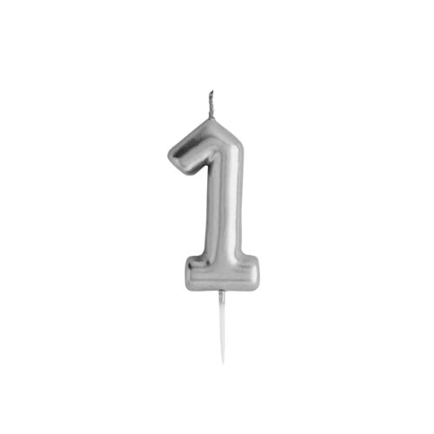 Silver Number '1' Candle
