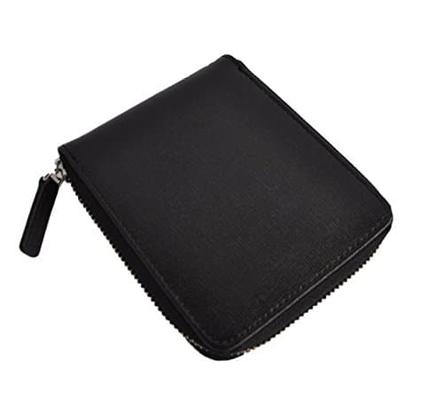 Royce Leather RFID Blocking Zip Around Wallet in Saffiano Leather, Black, One Size