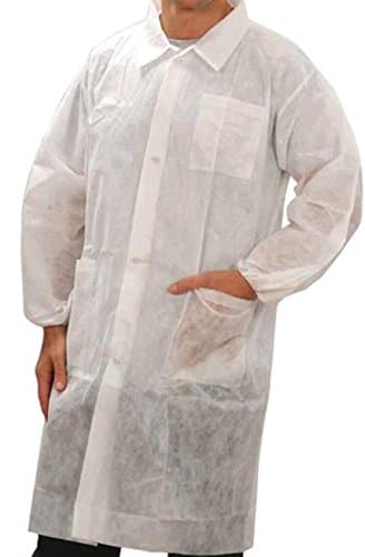 Plain White Lab Coat with Velcro, XL, 1 Piece - Disposable Body Protection – White