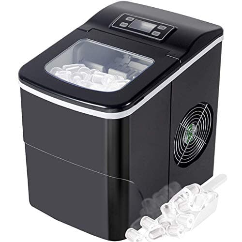 Tavata Countertop Compact Portable Ice Maker Machine with Self-clean Function, 9 Ice Cubes ready in 8 Minutes,Makes 26 lbs of Ice per 24 hours,with LCD Display (Black)