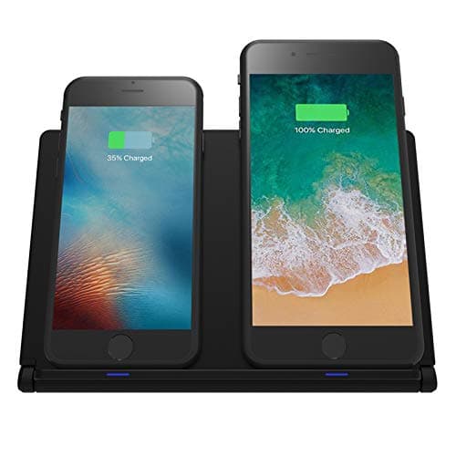 Wireless Charging Pad Foldable, YOLIKE Dual Wireless Charger Stand for iPhone Xs,iPhone XR,iPhone Xs MAX iPhone X iPhone 8 Plus iPhone 8,Samsung Note9 S9+ S9 Note8(QC Adapter Included)