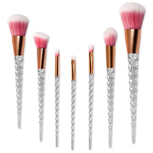 Makeup Brushes,Nanja 7 Pieces Modern Crystal Unicorn Handle make up brushes Premium Synthetic Kabuki Foundation Face Powder Blush Eyeshadow Brushes Unicorn Makeup Brushes Set with Travel Bag (Pink)