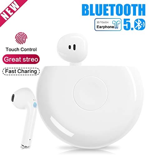 2020 True Wireless Earbuds, Retround Bluetooth 5.0 Headphone with Charging Case TWS in-Ear Headset, One-Step Pairing, Touch-Control Operation, Deep Bass HiFi, Built-in Mic for Smartphones/Tablets