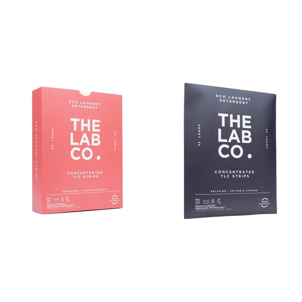 The Lab Co. Laundry Detergent Strips Sheets for Hand and Machine Washing 64 Loads & Laundry Detergent Strips Sheets Eco Ultra-Concentrated Non-Bio Relaxing Fragrance Cotton & Jasmine