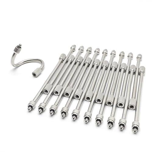 20 Pack 6 Inch Flexible Nozzle Extensions, Brass Mist Rod for Outdoor Misting System, Misting Extended Pole 10/24 UNC for Garden, Humidification, Outdoor Cooling, Dust Control