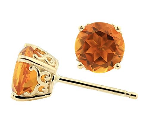 Solid 14k Yellow Gold Citrine Stud Earrings (6mm, 1.4cttw)