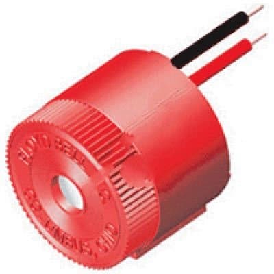Audio Warning Device; Alarm; Piezo; Continuous; 5-15VDC Sup; 50mA; PCB Mnt; 103dBA; Red