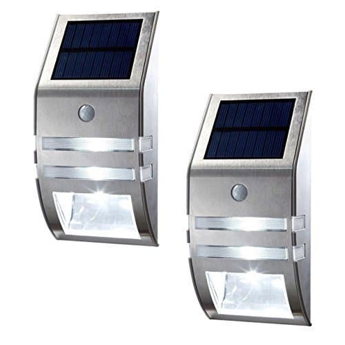 Solar Powered, Automatic Motion Sensor, Super Bright LED Wall Mount Path Accent/Security Light for Staircase, Step, Garden, Yard, Wall, Drive Way
