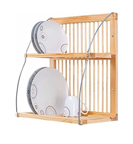 Solid Wood & Metal Wall Mountable Plate Rack - holds upto 28 plates