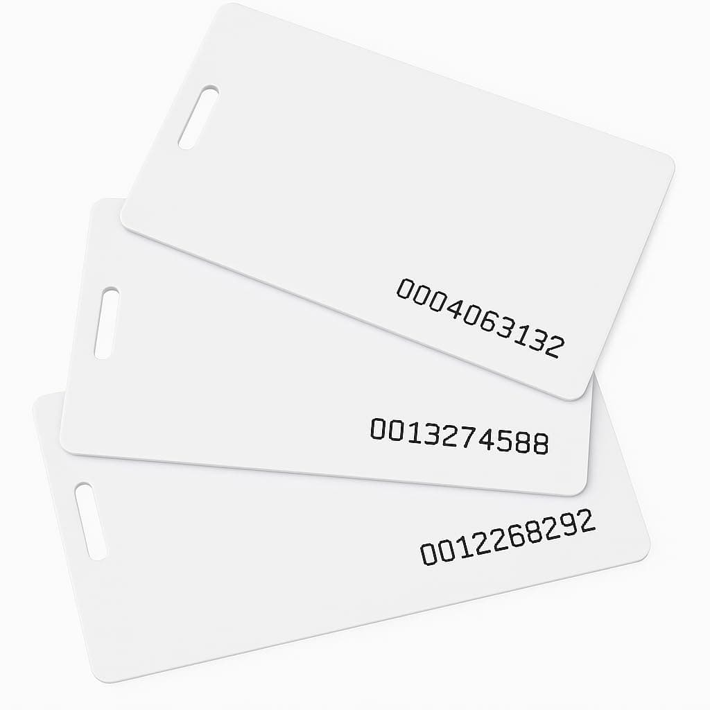 COMPUMATIC (20 Pack) Proximity Badge Cards Compatible with NGTeco, HapAttend, uAttend, Amano, ZKTeco, ZK Technology (RFID 125 KHz Thin ISO 0.8 mm)