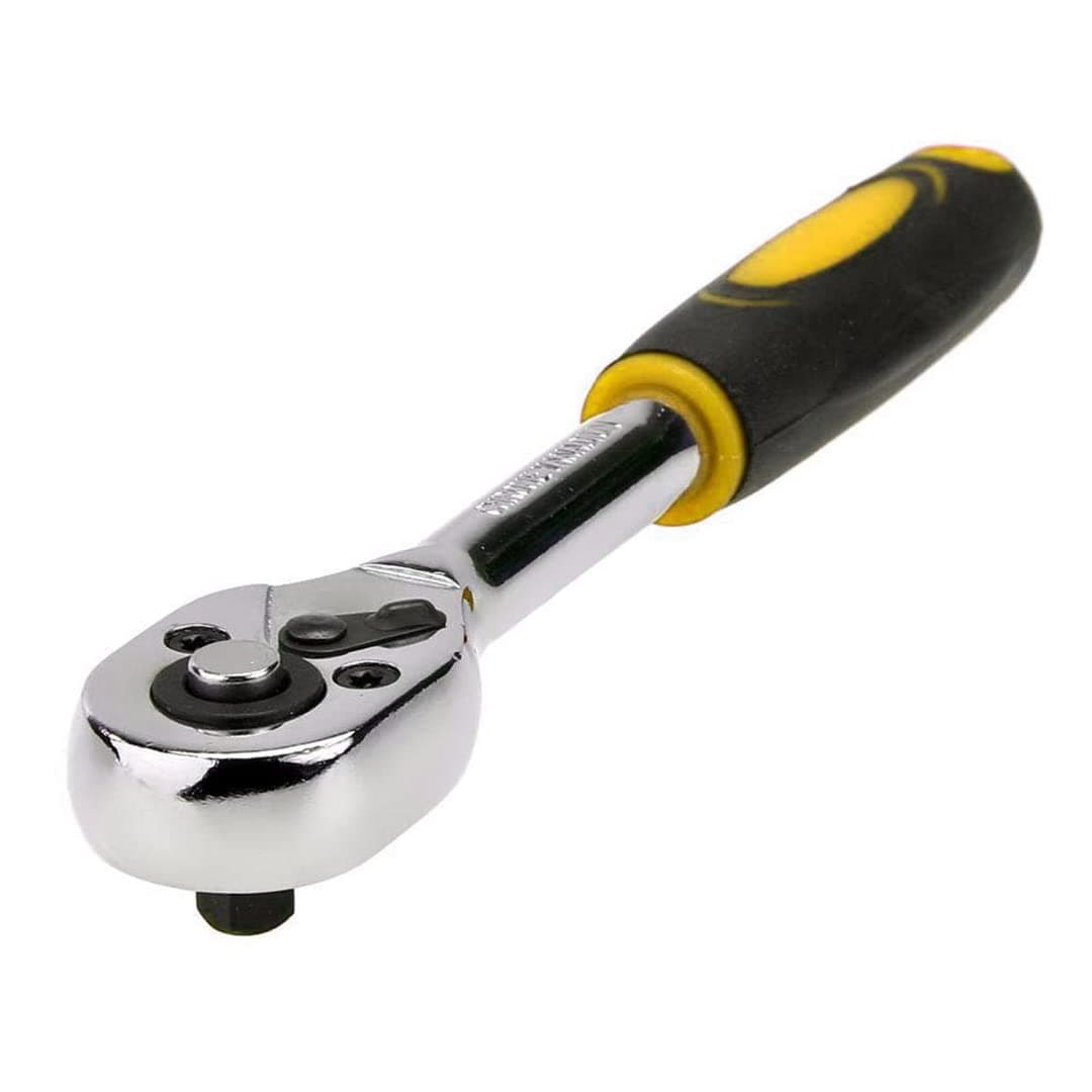 Heavy Duty 1/2" Ratchet Wrench Handle 72-Teeth Multi Utility Adjustable Steel 1/2 Square Drive Mechanics Socket Spanner Quick Fast Release with Grip Handle