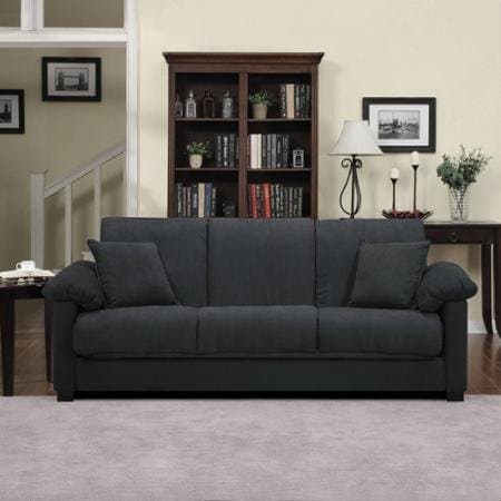 Microfiber Convert-a-Couch Sofa Sleeper Bed, Charcoal Gray