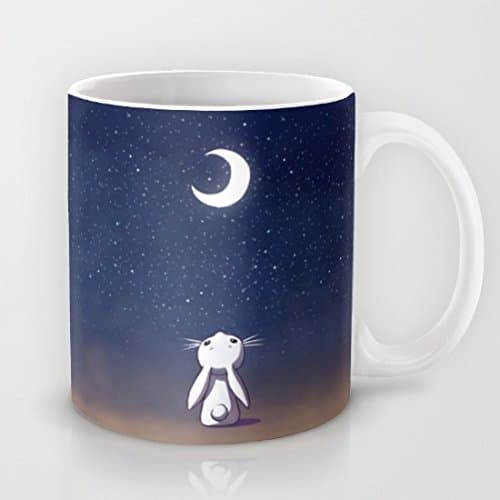 HURKI Moon Bunny Ceramic Coffee Cup Mug 11 Oz