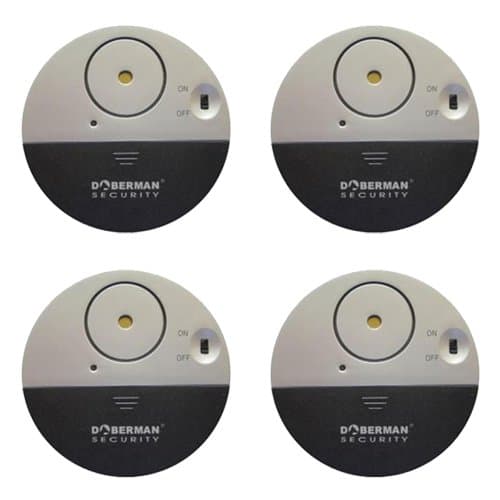 Doberman Security Slim Window Alarm Work with Sliding Windows and Vibration Sensing 4 Pack