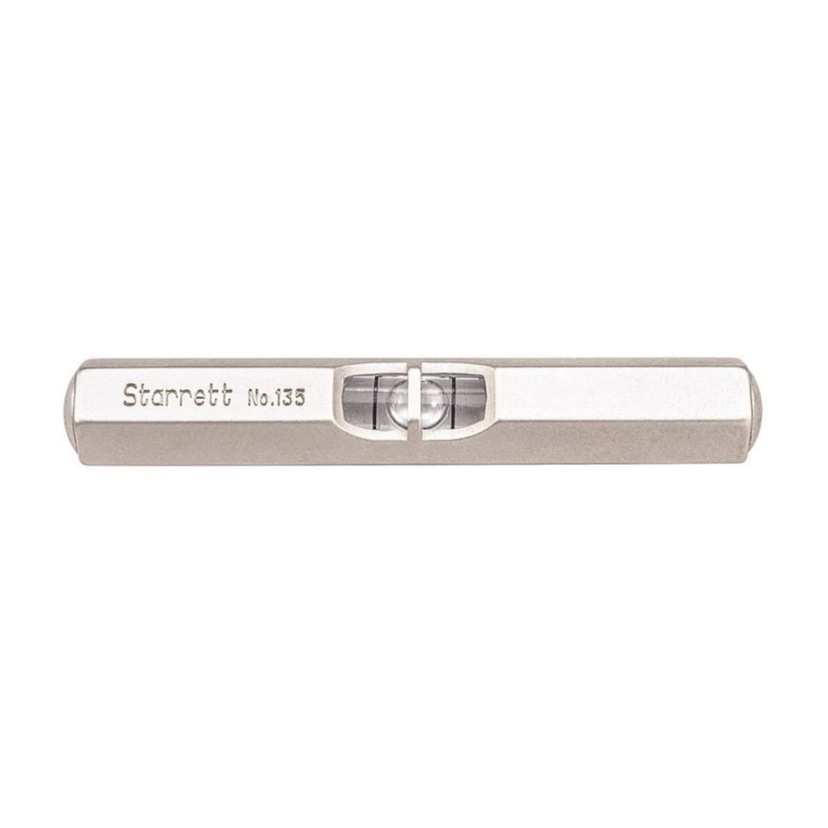 Starrett Pocket Level with Main Vial - Ideal for Machine Shop and Tool Room Use - 2-1/2" Length, Satin Nickel-Plated Finish, Hexagon Stock with Convex Ends - 135A
