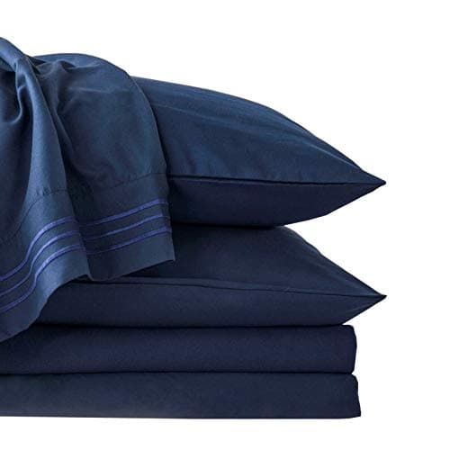 LIANLAM King 6 Piece Bed Sheets Set - Super Soft Brushed Microfiber 1800 Thread Count - Breathable Luxury Egyptian Sheets Deep Pocket - Wrinkle and Hypoallergenic(King, Navy Blue)