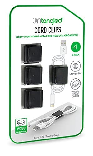 Untangled Universal Cord Clips Cable Winder Cable Organizer Cord Wrap Management Wire Management Cable Straps Wire Ties Cord Organizer (Black)