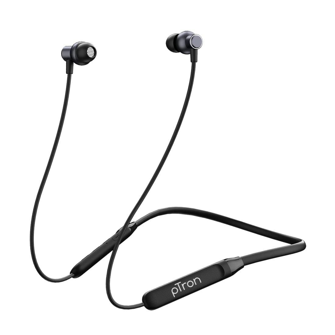 pTron Tangent Evo with 14Hrs Playback, Bluetooth 5.0 Wireless Headphones with mic, Deep Bass in-Ear Neckband, IPX4 Water Resistance, Ergonomic, Voice Assistance, Magnetic Buds, Fast Charging (Black)