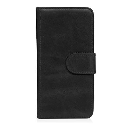 iPhone 7 Case Pipetto Magnetic Wallet Case for iPhone 6/6S/7/8 [Large] - Premium Genuine Leather with 4 Card Slots and Stand Feature - Wallet Cover with Detachable Magnetic Shell - Black