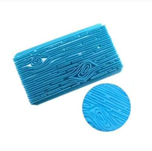 Cookie Decoration Stamp Embosser - DIY Wooden Pattern Custom Impression Print Mat Mould Cutter- Food Safe Plastic (Blue, 6'' Rectangle)