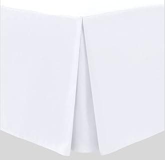 Linen Home White Box Pleated Base Valance Sheet King Size Bedding Valance Sheets, Microfibre Soft Brushed Easy Care Non Iron (King, White)