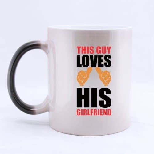Personalized "This Guy Love His Girlfriend" (Twin Side) Magic Surprise Mug Changing Black And White Morphing Mug (11 Oz)