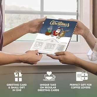 Christmas Greeting Cards for Coffee Lovers – Includes 3 Premium Coffee Brewers with Gourmet Coffees of The World | Unique & Unusual Hamper Style Letterbox Gift Idea for Men & Women