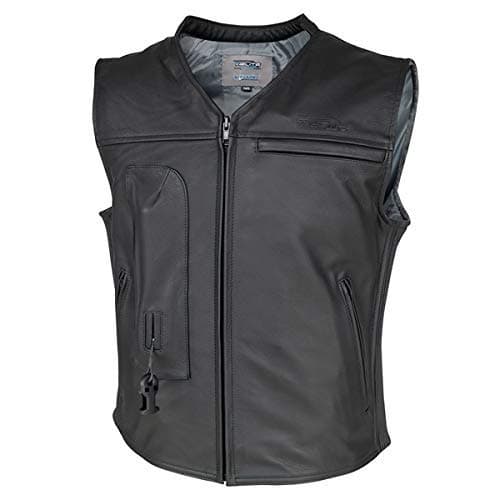 Helite CUSTOM Leather Motorcycle Vest - Black (Large)