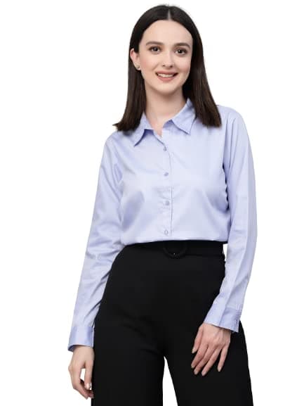 Style Quotient Women Solid Chambrey Regular Formal Shirt