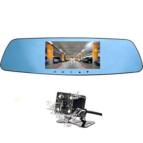HD Mirror Car Dash Cam Front and Rear Dual Dash Cam Rear View Mirror Camera,5 Inch IPS Screen Back up Car Camera 1080P Super Night Vision with Waterproof Reversing Cam, Dash Camera for Cars
