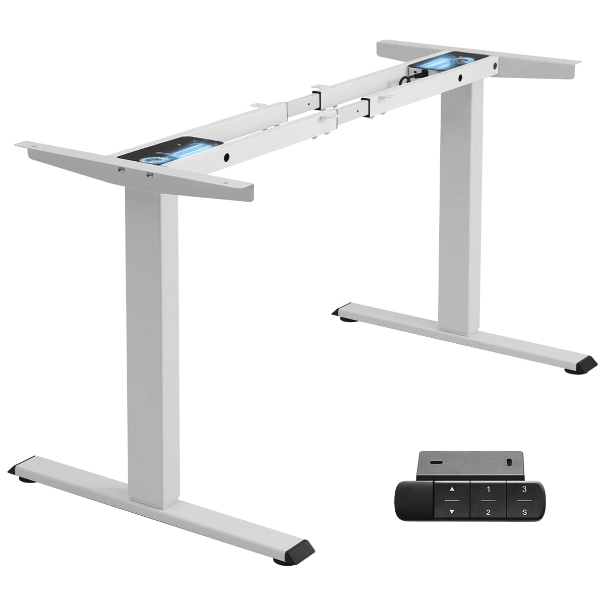 Dual Motor Electric Standing Desk Frame, Height Adjustable Sit Stand Base for Home Office, Fits Table Tops up to 70.8 x 31.5 Inch, 225 lb Capacity (White, Without Stand)