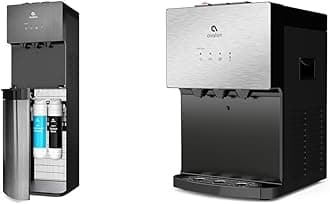 Self Cleaning Bottleless Water Cooler Dispenser, Black Stainless Steel, Full Size & Countertop, Stainless Steel, 3 Temperatures