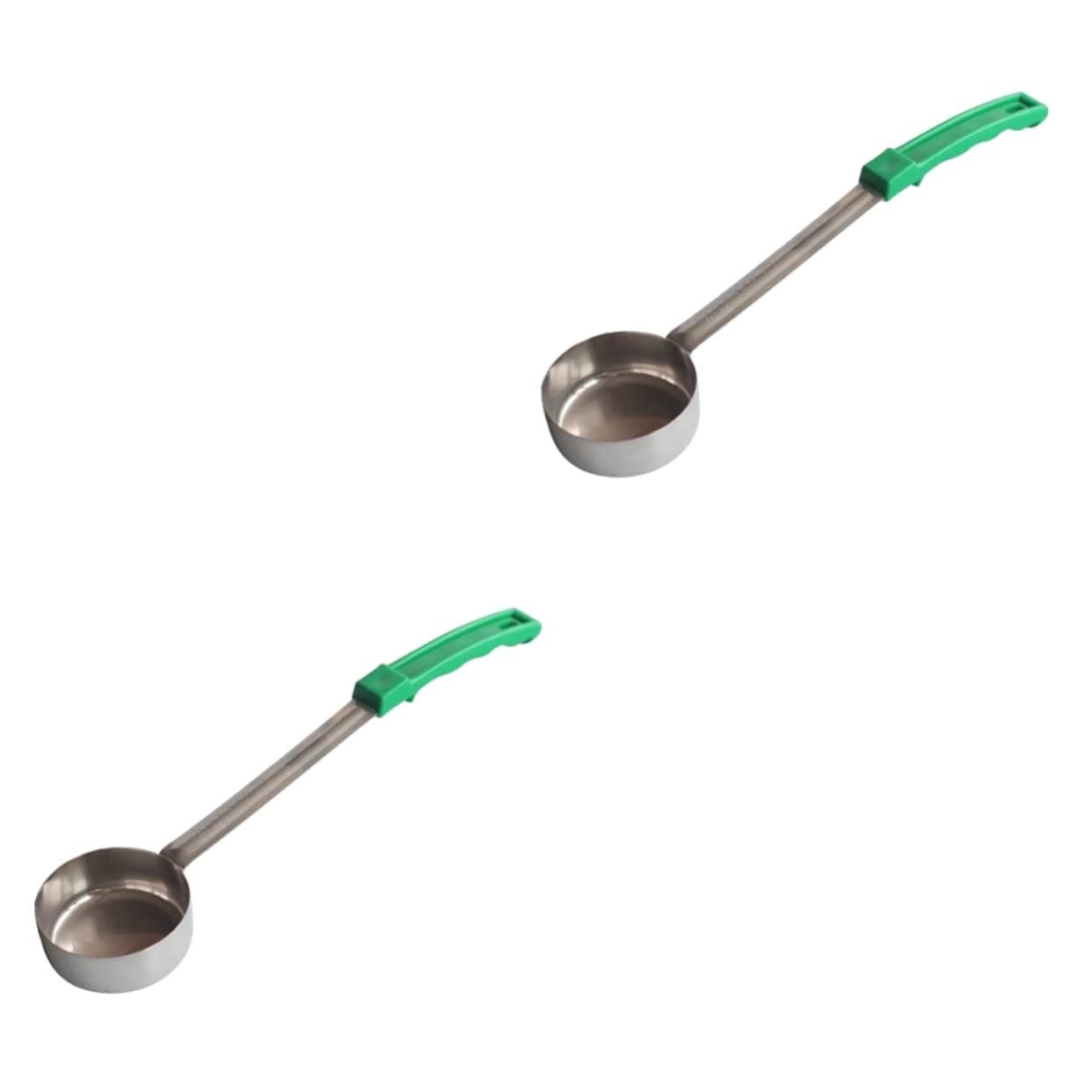Cabilock2pcs Flat Sauce Spoon Portion Ladle Ladell Kitchen Soup Spoon Serving Spoon Kitchen Cooking Spoon Portion Spoon Pizza Food Coffee Beans Stainless Steel + Plastic Short Handle Spoon