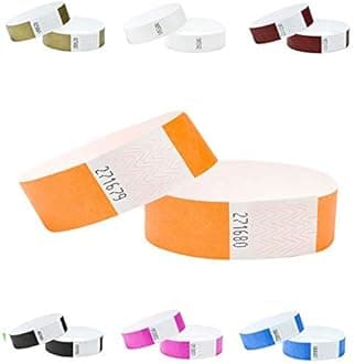 J&R Wristbands Tyvek Wrist Bands 3/4 inch 100 Pack, Paper Like Bracelets Used for Events, Nightclubs, waterparks etc. Neon Orange