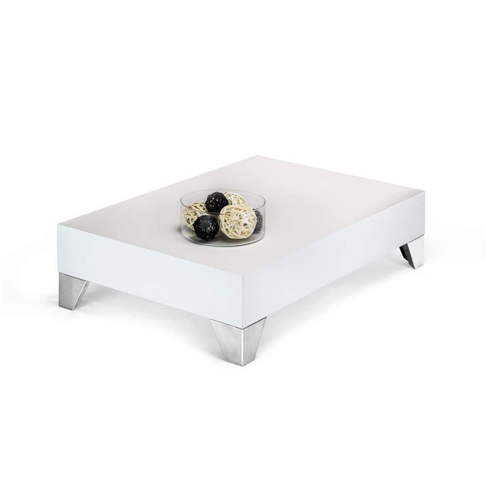 Mobili Fiver, Evolution 90, Coffee table, Ashwood White, Laminate-finished/Brushed Stainless Steel, Made in Italy