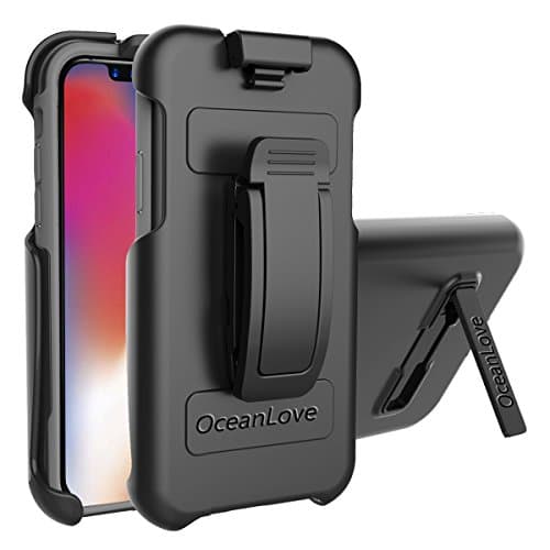 OceanLove iPhone X Case,iPhone X Belt Clip Case Heavy Duty Shockproof Armor Drop Protection Case Hard Covers,Built-in Kickstand+Swivel Belt Clip Holster for Apple iPhone X Black Case (Black)