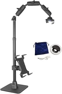 ARKON Mounts Phone Holder Full Kit - Adjustable Overhead Arm Cell Phone Table Top Stand and Tablet Mount with Ring Light - Professional Holders for Horizontal or Vertical Filming