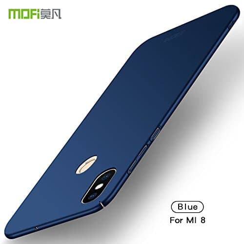 Xiaomi Mi 8 Case,Ultra-Thin Hard PC Xiaomi Mi 8 Cover with [Tempered Glass Screen Protector],Simple Stylish Fully Protective Matt [Anti-Fingerprint] with Matte Finish for Xiaomi Mi 8 - Blue