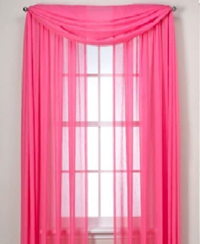 MONAGIFTS HOT PINK Scarf Voile Window Panel Solid sheer valance curtains 216" LONG