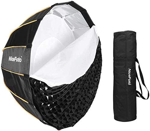 NiceFoto LED 35inch/90cm Quick Set-up Folding Deep Parabolic Umbrella Softbox Photography Studio SoftBox with Grid Carry Bag 90cm for Photo Studio Lighting Flash for Nicefoto,falconeyes