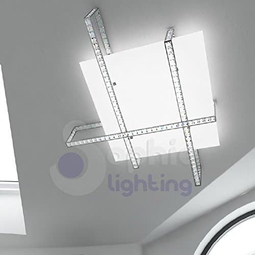 Ceiling light ceiling lamp modern design stylish glass satin silver chrome steel Crystal Square Salon Crux PLM Cristal Sophie Lighting [Energy Class A]