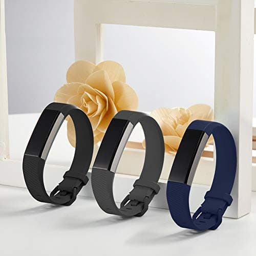 GEAK Bands Compatible with Fitbit Alta and Fitbit Alta HR, 3 Pack Soft Silicone Wristbands for Fitbit Alta HR Bands with Secure Metal Buckle for Men Women,Small Large