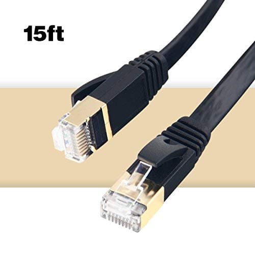 Flat Cat7 Ethernet Cable 15ft Shielded (STP) Slim Rj45 LAN Network Cable 10GB 600MHz Internet Computer Patch Cable for Switch/Hubs/Router/Modem/Patch Panel/PS3/PS4/X-box (4.5M/15FT)