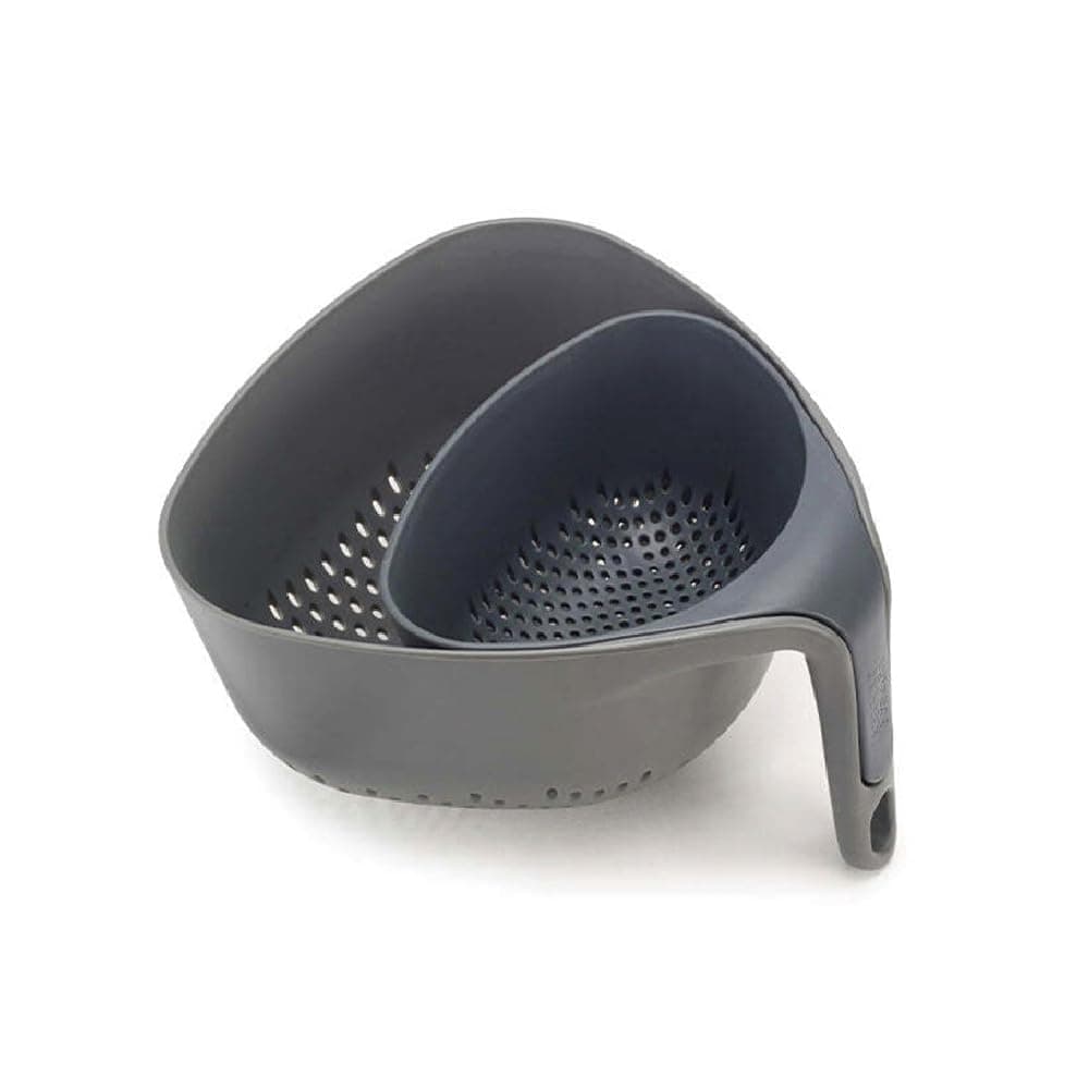 Joseph Joseph 40094 Nest Colanders Stackable Set with Easy-Pour Corners and Vertical Handle, 2-piece, Gray