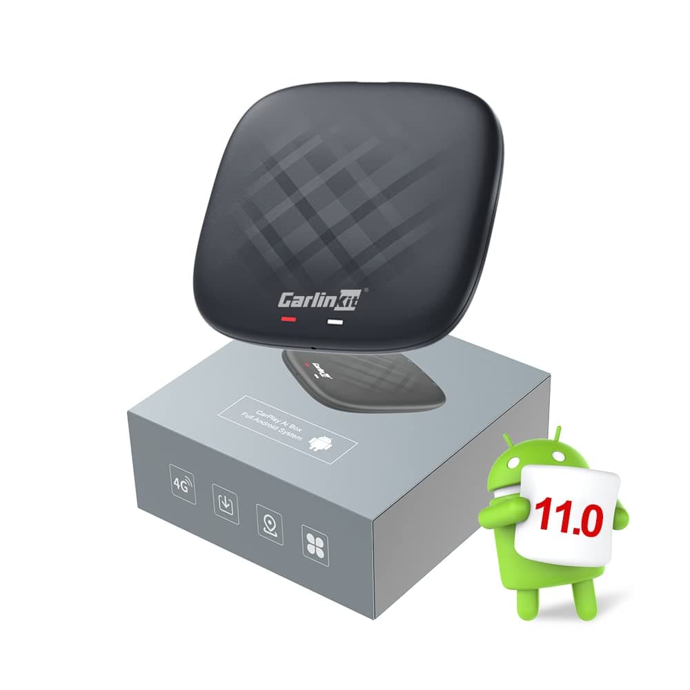 Carlinkit AIBOX with Android 11.0 System Multimedia Box, Wireless CarPlay & Wireless Android Auto 3 in 1 Adapter, Netflix/Youtube/Disney+/HBO Max/Tik Tok, 4G LTE, Built-in Google Play & GPS